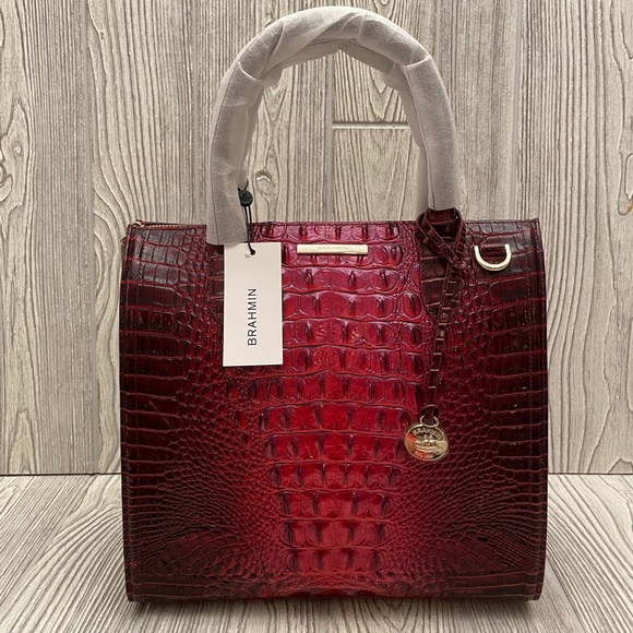 BRAHMIN Caroline Rose Ombre Melbourne Satchel Embossed Leather Handbag - Picture 3 of 10